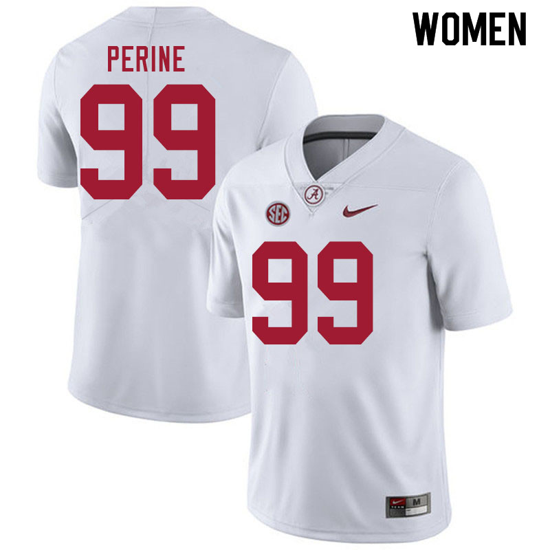 Women #99 Ty Perine Alabama White Tide College Football Jerseys Sale-White